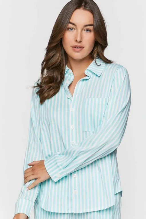 Striped Long-Sleeve Pajama Shirt