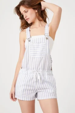 Striped Overall Shorts