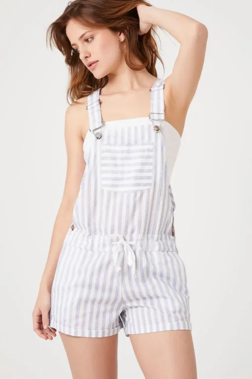 Striped Overall Shorts