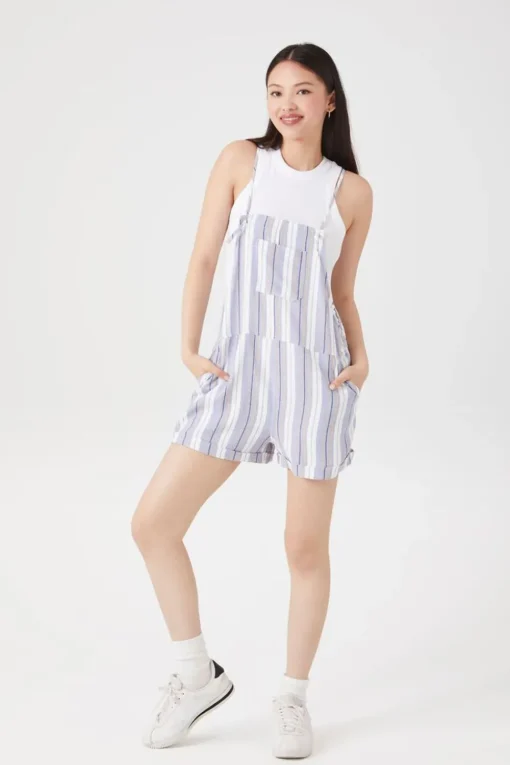 Striped Overall Shorts