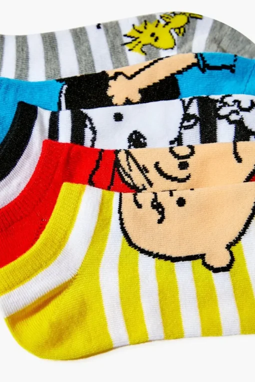 Striped Peanuts Gang Ankle Socks - 5 Pack