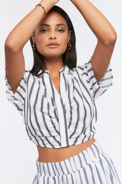 Striped Ruched Crop Top