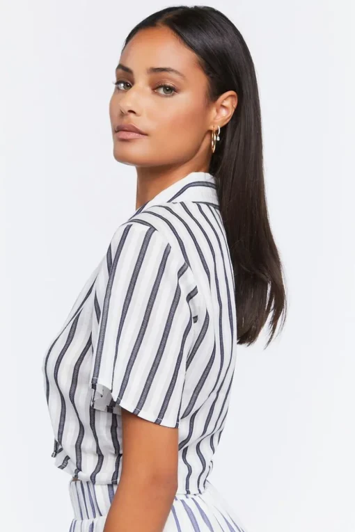Striped Ruched Crop Top