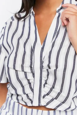Striped Ruched Crop Top