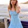 Striped Ruffled Button-Front Dress