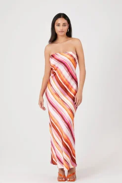 Striped Strapless Maxi Dress
