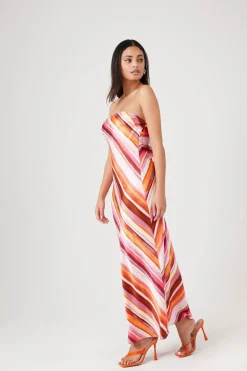 Striped Strapless Maxi Dress