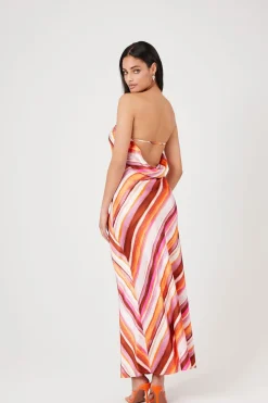 Striped Strapless Maxi Dress