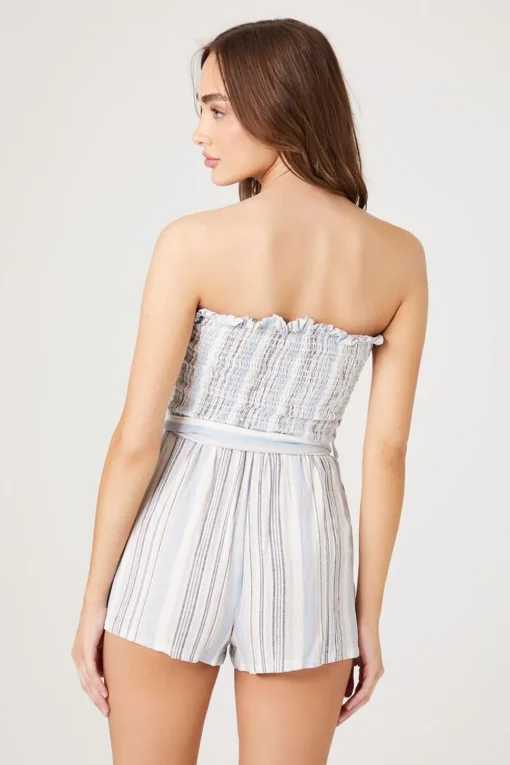 Striped Strapless Romper