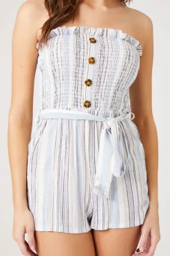 Striped Strapless Romper