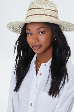 Striped Straw Fedora
