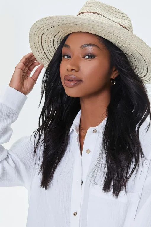 Striped Straw Fedora