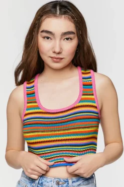 Striped Sweater-Knit Tank Top