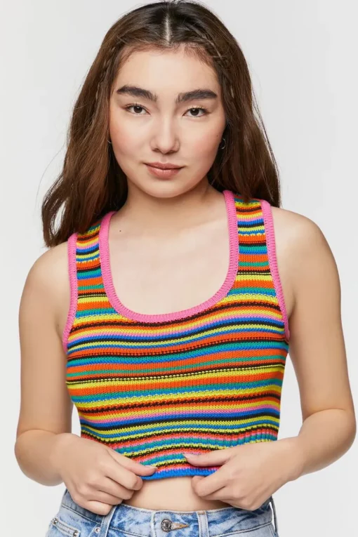 Striped Sweater-Knit Tank Top