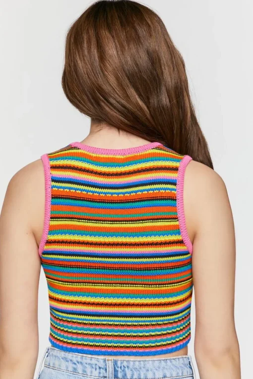 Striped Sweater-Knit Tank Top