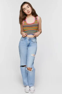 Striped Sweater-Knit Tank Top