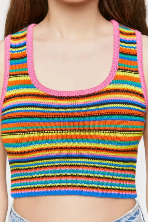 Striped Sweater-Knit Tank Top