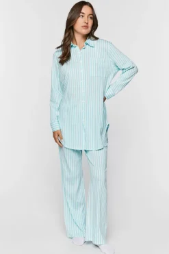 Striped Wide-Leg Pajama Pants