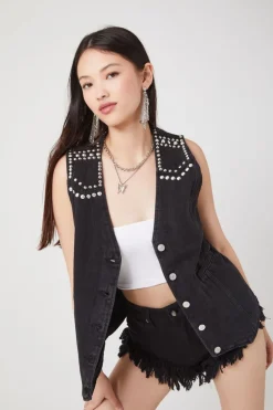 Studded Denim Vest