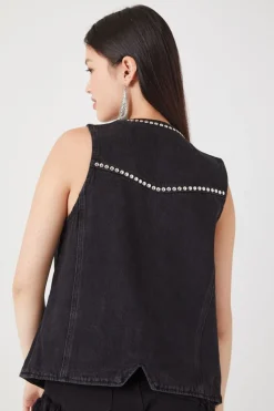 Studded Denim Vest