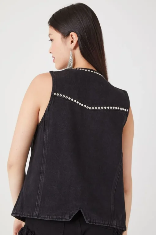 Studded Denim Vest