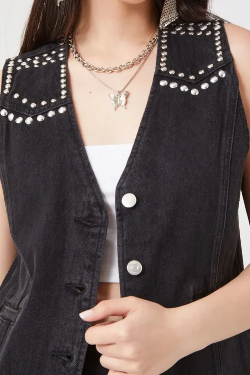 Studded Denim Vest