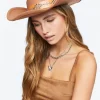 Studded Faux Leather-Trim Cowboy Hat