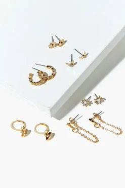 Sun & Moon Stud & Hoop Earring Set