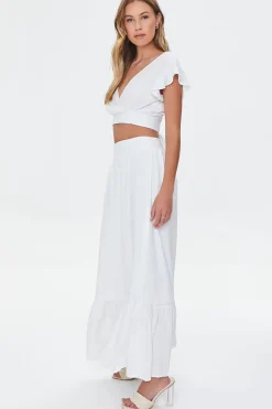 Surplice Crop Top & Skirt Set