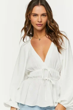 Surplice Peasant-Sleeve Top