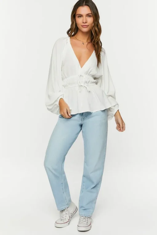 Surplice Peasant-Sleeve Top