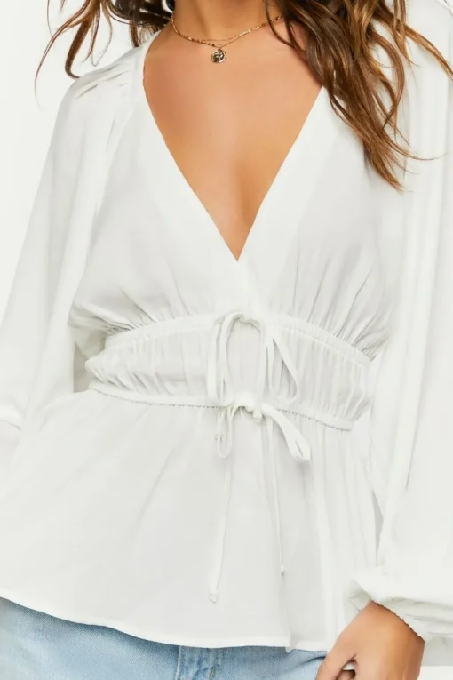 Surplice Peasant-Sleeve Top