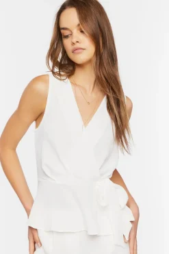 Surplice Self-Tie Flounce Top