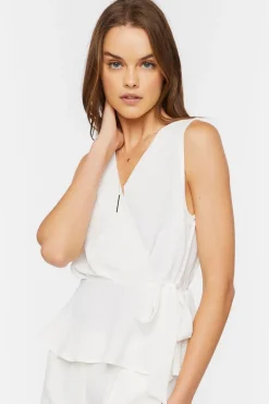 Surplice Self-Tie Flounce Top