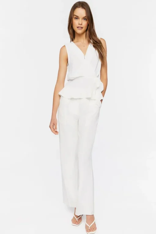Surplice Self-Tie Flounce Top
