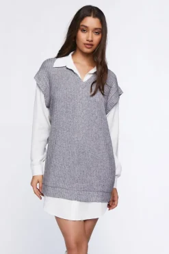 Sweater Vest & Shirt Combo Dress