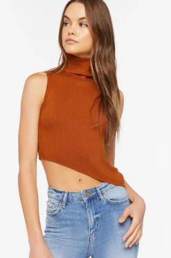 Sweater-Knit Asymmetrical Crop Top