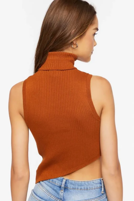 Sweater-Knit Asymmetrical Crop Top