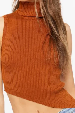 Sweater-Knit Asymmetrical Crop Top