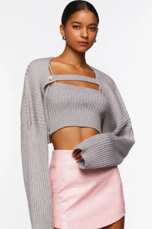 Sweater-Knit Cami & Shrug Set