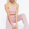 Sweater-Knit Checkered Crop Top & Pants Set