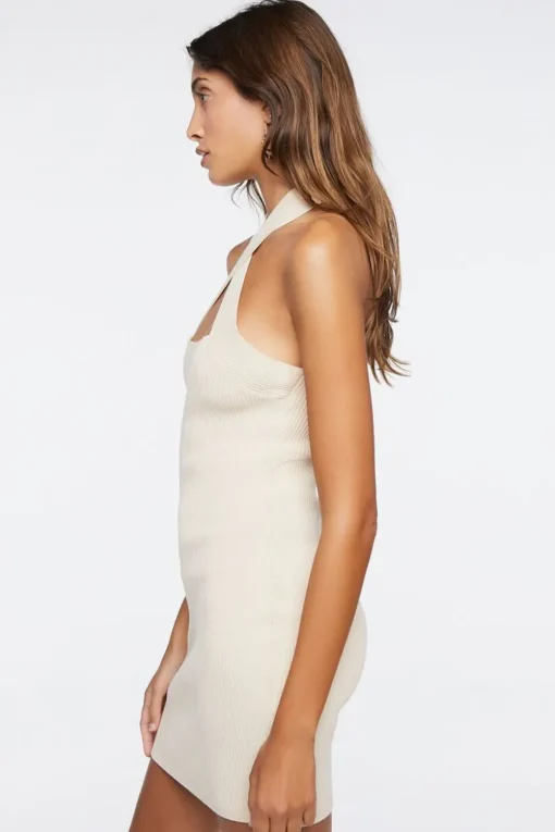Sweater-Knit Crisscross Mini Dress