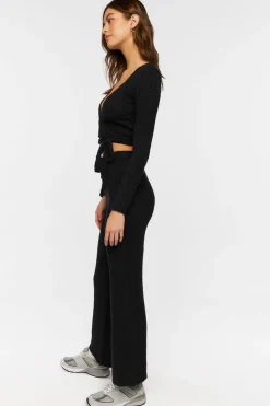 Sweater-Knit Crop Top & Pants Set