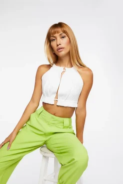 Sweater-Knit Cropped Halter Top