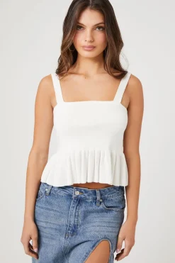 Sweater-Knit Flounce Tank Top