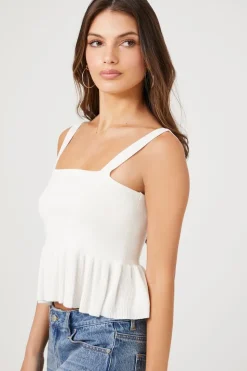 Sweater-Knit Flounce Tank Top