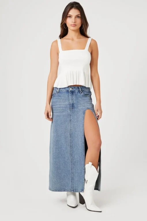 Sweater-Knit Flounce Tank Top
