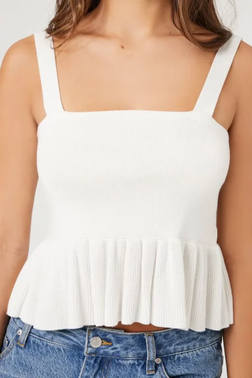 Sweater-Knit Flounce Tank Top