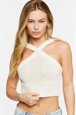 Sweater-Knit Halter Crop Top