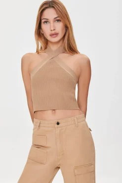 Sweater-Knit Halter Crop Top